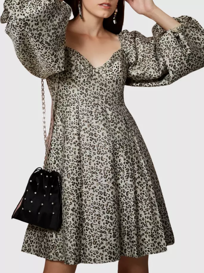 Leopard jacquard dress cheap