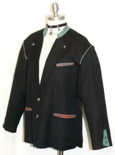 Black Linen Wool Women Jacket Austria Hunting Riding Dress Coat Bust42" 46 12 M