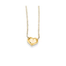 Real 14kt Yellow Gold Madi K Small Hollow Heart w/ Chain and 1in ext. Necklace