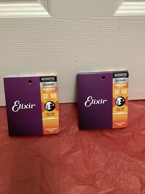 Elixir Phosphor Bronze Acoustic Guitar Strings NANOWEB Light 012-.053 2-Pack