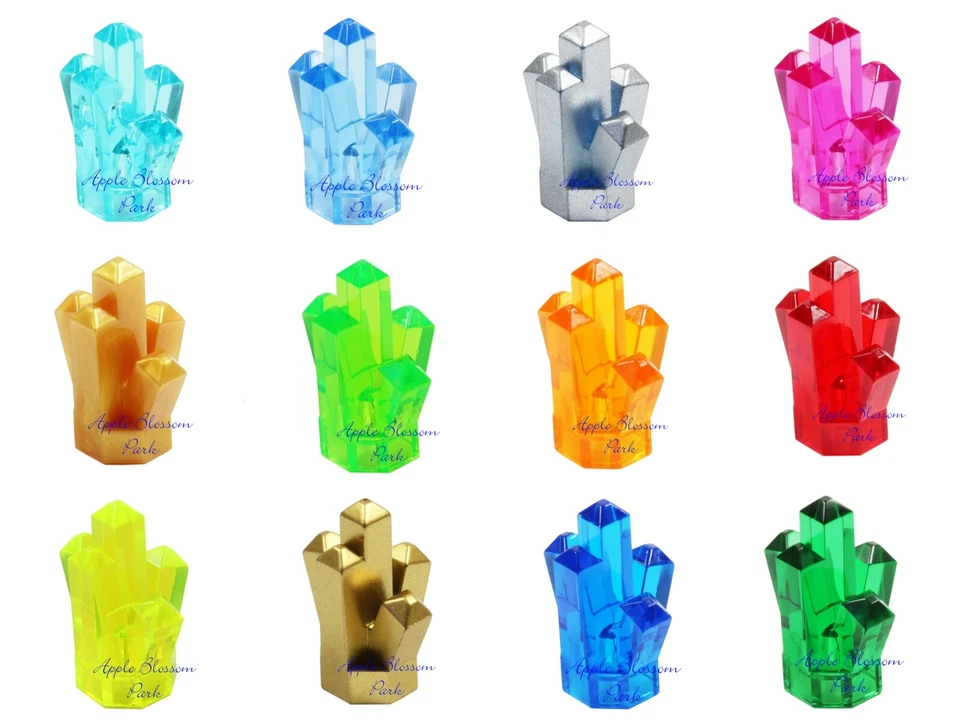 LEGO Lote/12 JUEGO DE CRISTALES DE ROCA Rojo Med Azul Oro Plata Verde Naranja Amarillo Rosa  Foto 3 de 4