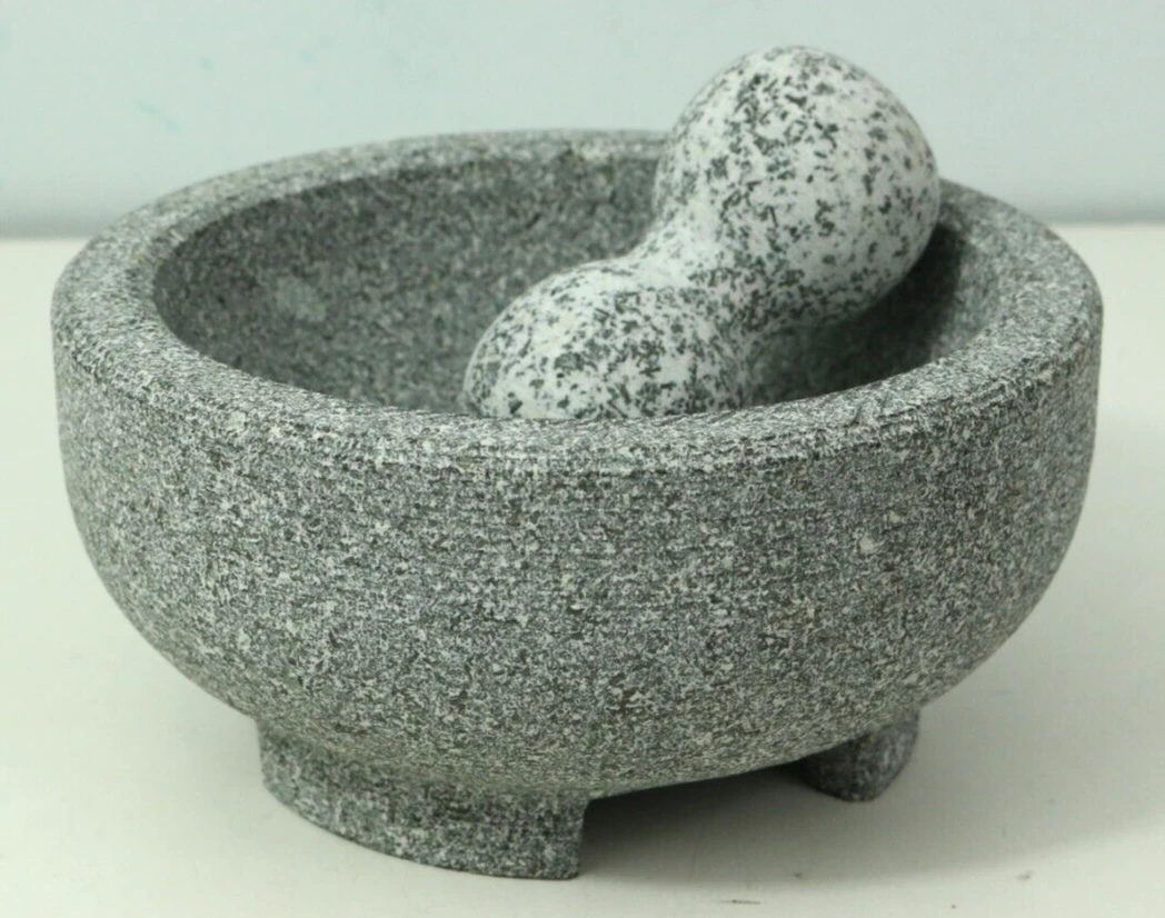 Stone Molcajete Mortar & Pestle 8" Large Manual Guacamole Salsa Spice Grinder