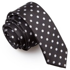 Mens Skinny Tie Woven Polka Dot Classic Casual Formal Party Necktie by DQT