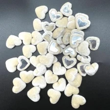 50PC Beige Velvet Fabric Cloth Covered Heart Shape Flat Back ButtonsDIY Craft...