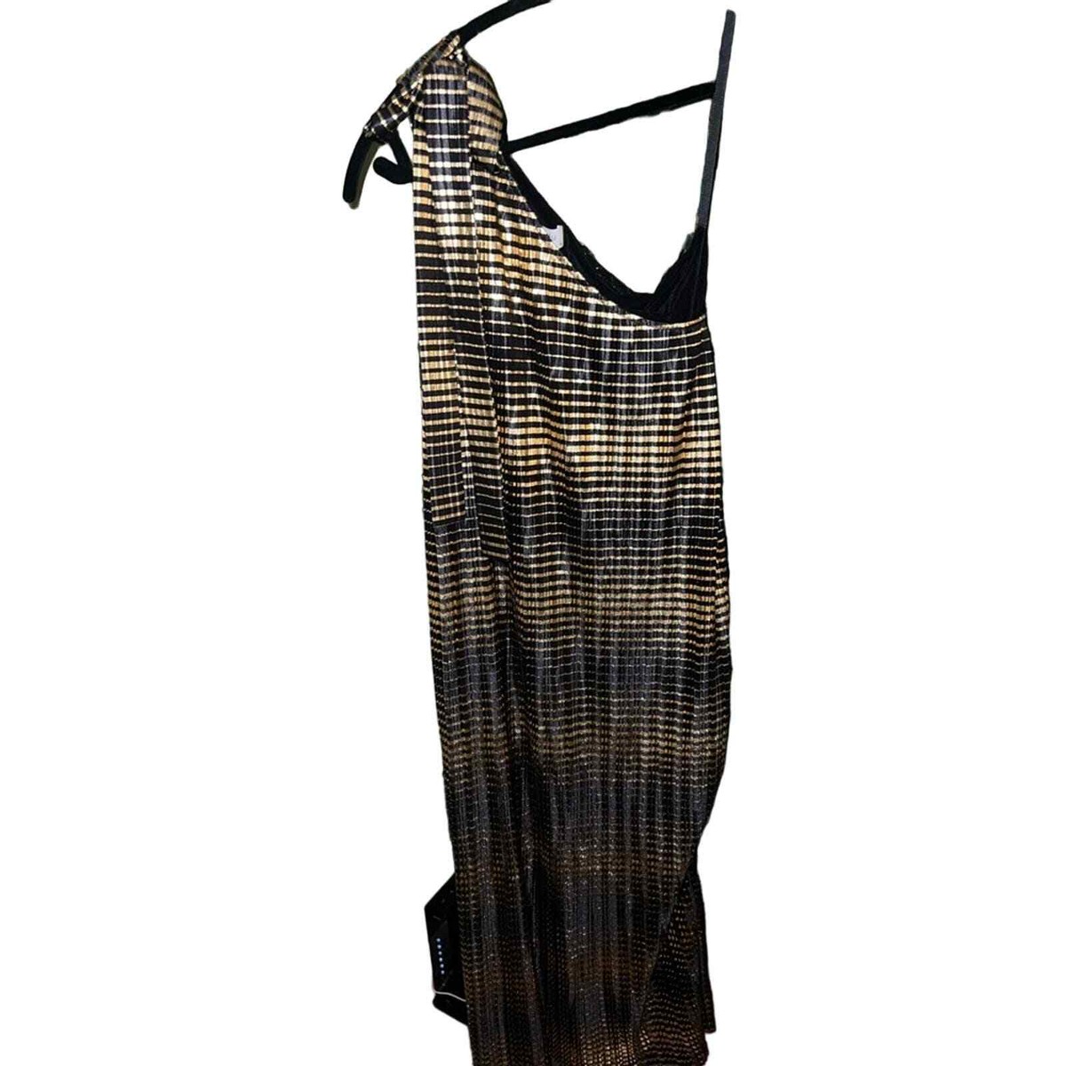 VIVIENNE HU One Shoulder Black/Gold Metallic MIDI Tent Dress Size 6 NWT |  eBay