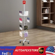 Greeting Card Rack 16 Pocket 4 Tier White Pocket Rotating Holder Post Card Rack