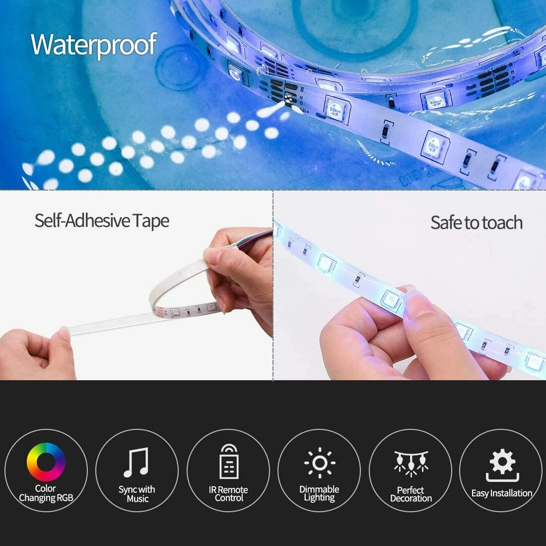 WEILY 32.8ft Smart LED Strip Lights RGB Water Resistant with