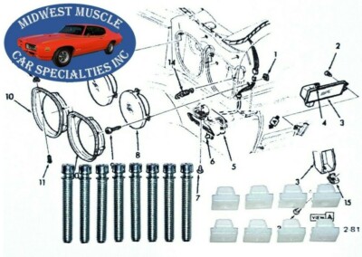 69-73 AMC AMX Headlight Head Light Lamp Adjuster Adjusting Screw & Nut 4pcs O - Foto 10