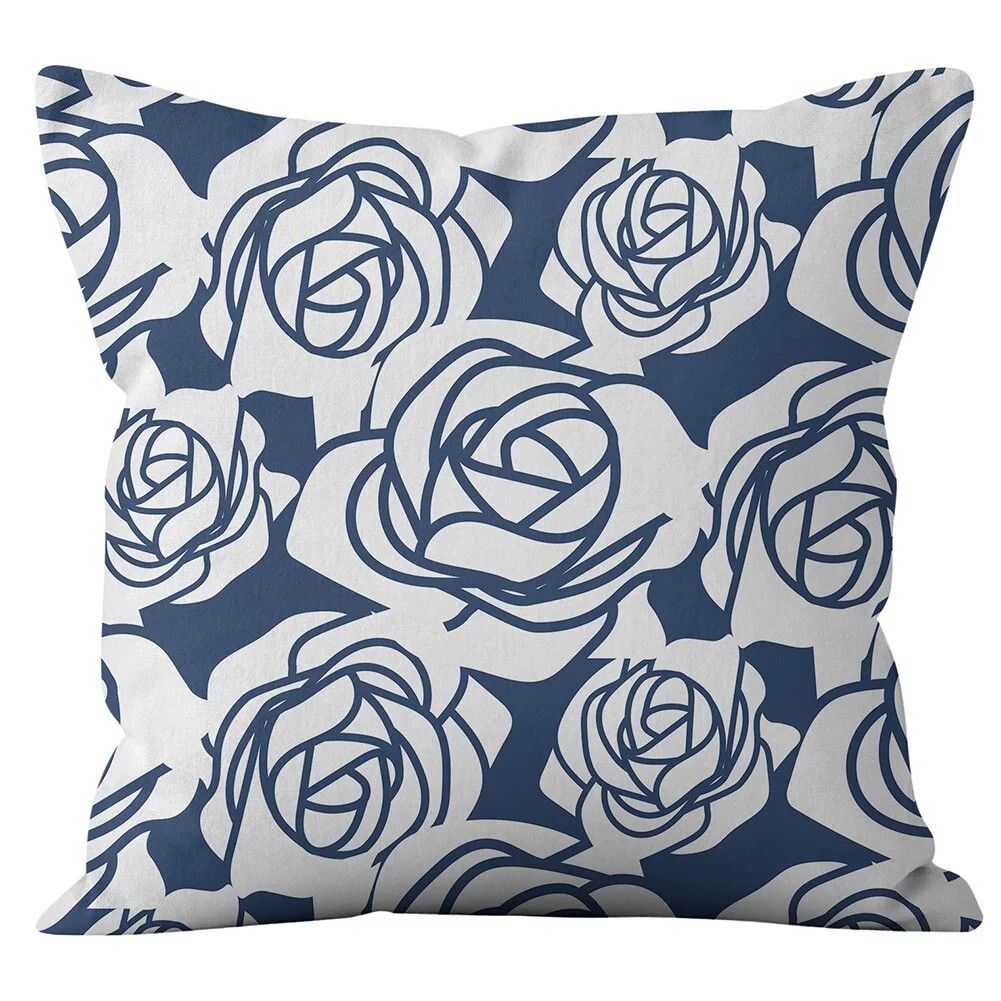 6piece set of blue throw pillow covers for sofa square cushion cover