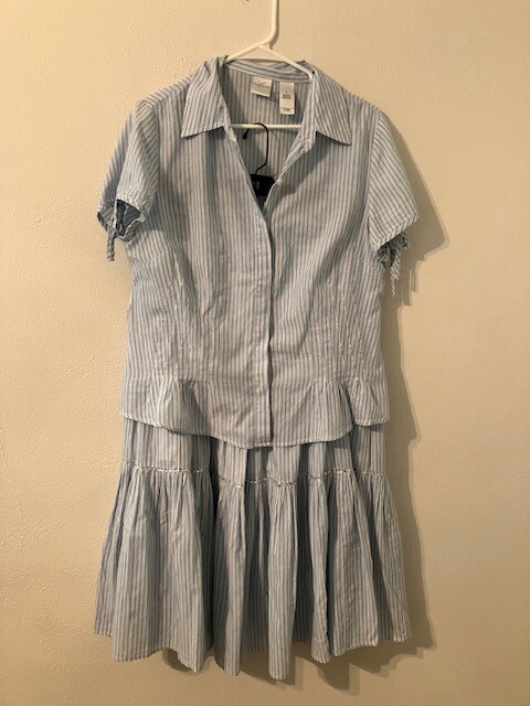 Vintage Emma James Cotton BOHO Y2K Ruffle Skirt Set 12/14