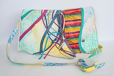 Carlo Fiori Vintage Snakeskin Rainbow Leather Bag Shoulder Bag
