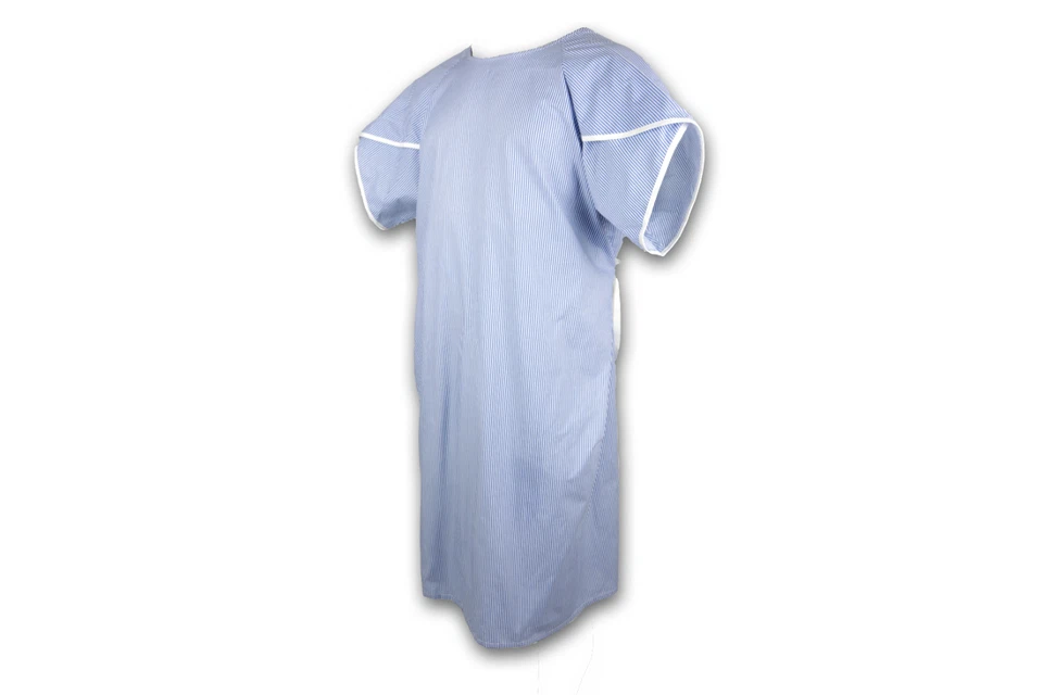 EASY CARE SOLUTIONS Unisex NHS Wrapover Patient Gown Blue Stripe with Butterfly Sleeve - Pack of 1
