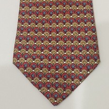 HERM S Paris 7673 TA Red Multi Scallop Mini Flowers Print 100 Silk Tie Necktie