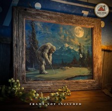 Sasquatch Bigfoot Art Print Golf Poster Golf Course Wall Decor Gift for Golfer
