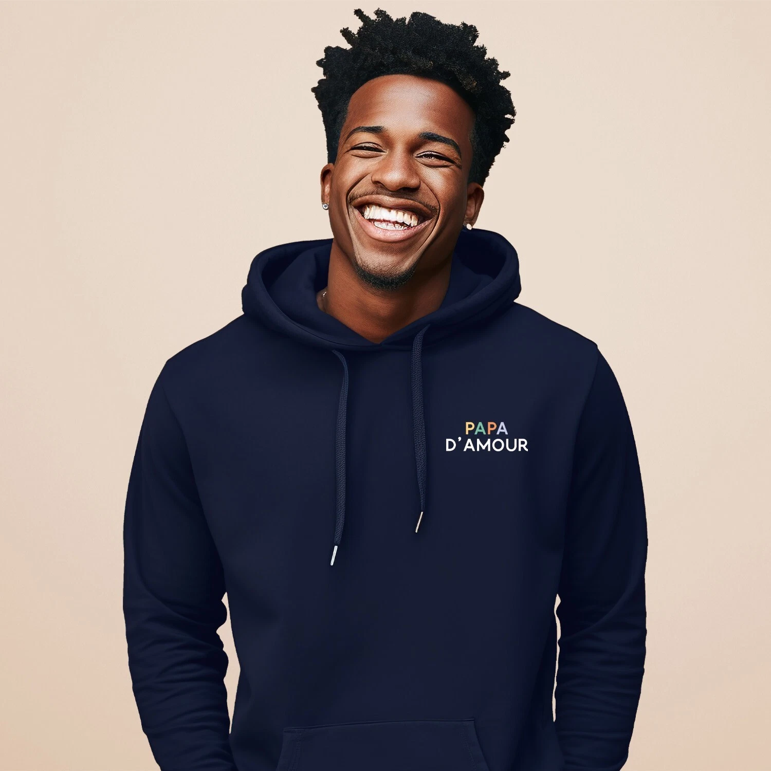 Men's Hoodie Navy Blue, Colorful Dad Of Love
