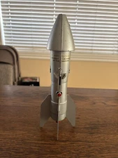 Vintage Astro Mfg. Berzac Metal Rocket Ship Bank