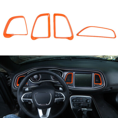  Dashboard Air Outlet Vent Frame Trim Ring Decor For Dodge Challenger 15+ Orange