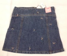 NWT Vtg Gymboree WINTER PRINCESS denim embroidered flower jean skirt 4 4T