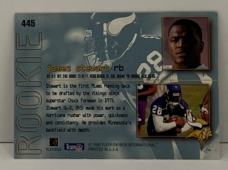 1995 Ultra Football #445 James A.Stewart RC - Image 2 of 2
