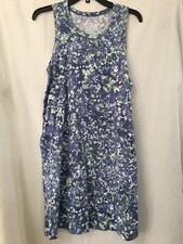 Secret Treasures Women's Floral Blue Tank Chemise Nightshirt w Pockets Upick NEW