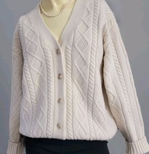 Sunday Best Aritzia Womens Merino Wool Chunky Knit Cardigan Sweater Fisherman XS