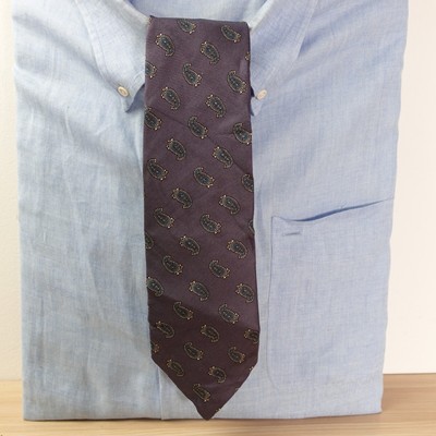 Neck Tie Mens Blue Paisley Silk Foulard Hand Printed Twill ENGLAND MARK SHALE