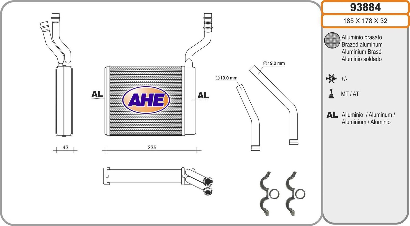 Radiateur de chauffage habitacle pour réparation circuit Ford Focus 1.8