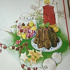Vtg Unused Christmas Card Jar Candy Jello Mold Popcorn Berry Garland Pillar
