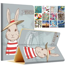 iPad 9.7 Air 5 4 3 2 1 5th 6th 7.9 10.2 10.5 10.9 Printed Folio Case Bunny Hat