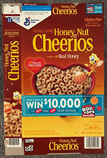 EMPTY Honey Nut Cheerios Win 10,000 School Box Tops Cereal Box FLATTENED 2021