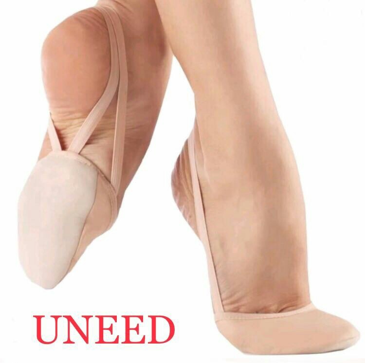 Zapatos rítmicos de cuero punta media gimnasia rosa desnudo danza lírica nuevo ballet 03