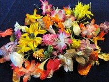 Vtg Millinery Flower Collection Bright Pink Orange Short stems 1-2" German H4121
