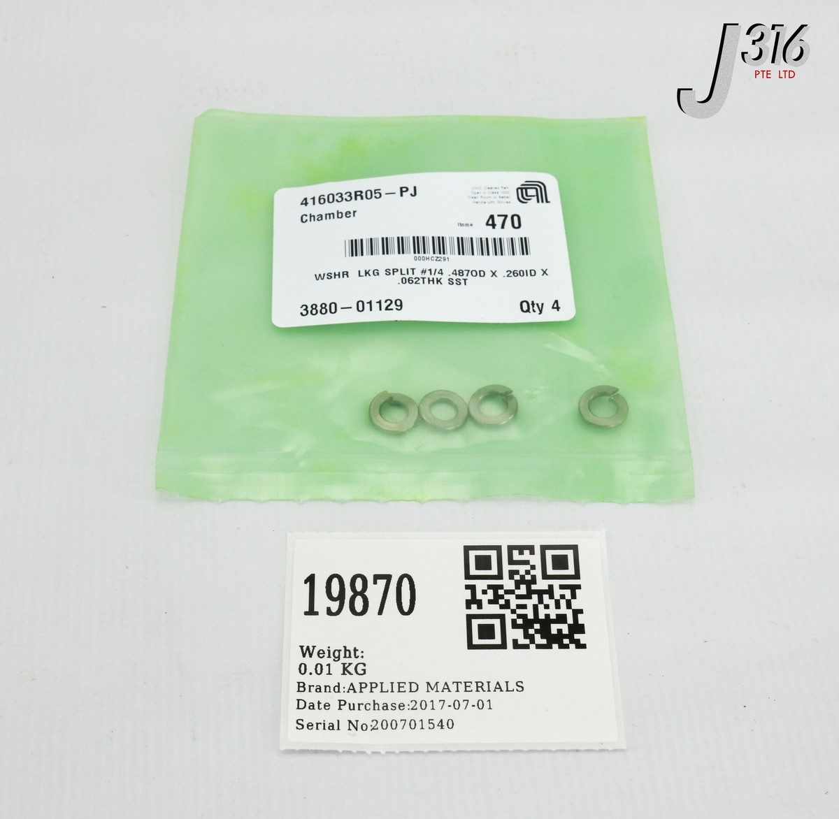 19870 APPLIED MATERIALS WSHR LKG SPLIT #1/4 .487OD 3880-01129 | eBay