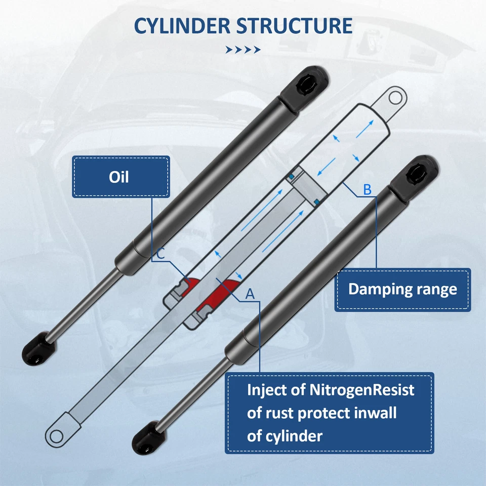 For 2006-2008 Hyundai Sonata Qty 2 Rear Trunk Lift Supports Shocks Struts Foto 2 de 4
