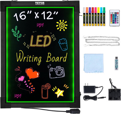 LED Message Writing Board, 16''X12'' Illuminated Erasable Lighted Chalkboard, Neon