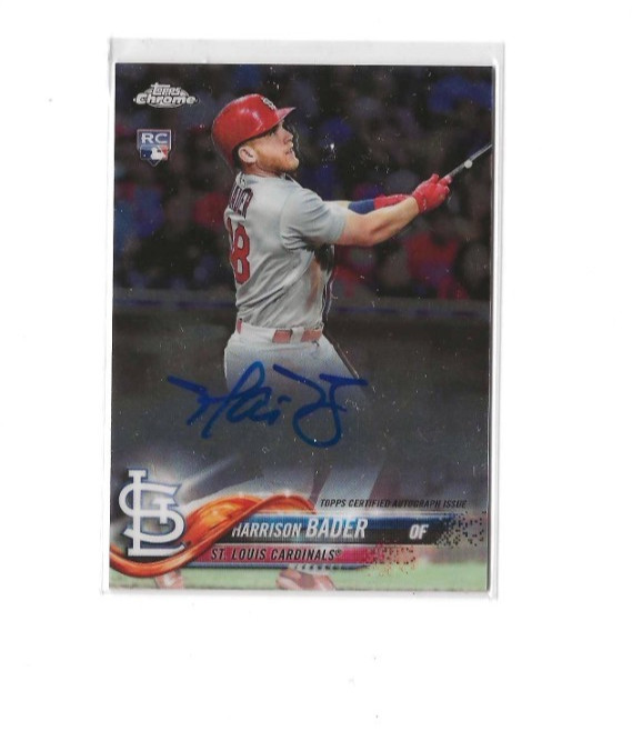 2018 Topps Chrome - Rookie Autographs Harrison Bader #RA-HB