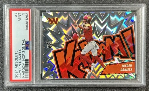 JAYDEN DANIELS PSA 9 2024 PANINI ABSOLUTE #7 ROOKIE KABOOM HORIZONTAL RC SSP 262