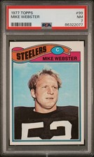 Mike Webster 1977 Topps PSA 7 NM Graded Card Pittsburgh Steelers Rookie HOF #99. rookie card picture