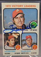 1973 Topps - League Leaders Steve Carlton #66  AUTOGRAPHED