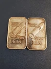 (2)- VINTAGE "SILVER BULLET" One Ounce .999 Silver Art Bar 1 oz