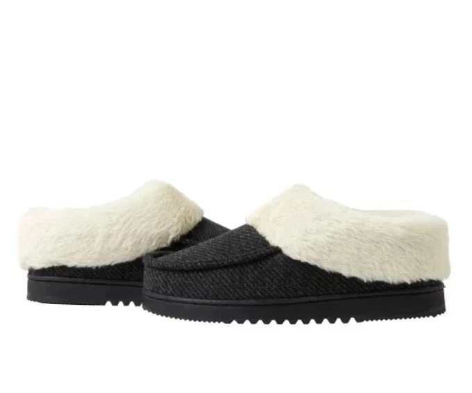 Dearfoams Women's Clog Slipper Black Faux Fur Memory Foam Total Comfort Sz M 7-8 - Image 3 of 4