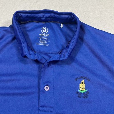 Abacus Polo Shirt Men's Large Solid Blue Ballybunion Golf Club Embroidered Logo