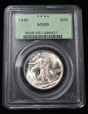 1940 Half Dollars Liberty Walking PCGS MS-65