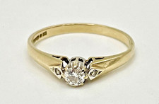 9ct Gold Diamond Solitaire Engagement Ring. Size M. Gift Boxed.