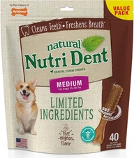Nutri Dent Dog Dental Chews, Natural Teeth Cleaning Dental Treats & Breath Fresh