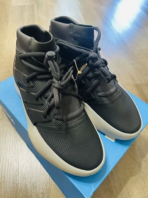 Fear of God x Adidas Men's Mid Top Athletic Sneakers Black/White Lace Up Solid