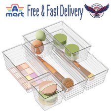 6 Pack Clear Drawer Organizer Acrylic Drawer Storage Trays Storage Bins Makeup