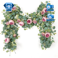 KüNstliche Blumengirlande Eukalyptus Rosa Dekorative Wandbehangpflanze 2 StüCk