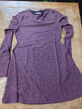 Reformation Riley Dress Blush Sparkle Metallic Mini Skater Fit Flare size XL