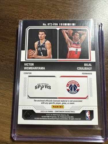 2023-24 Contenders Victor Wembanyama/Bilal Coulibaly RC Rookie Ticket Dual Patch - Picture 2 of 3